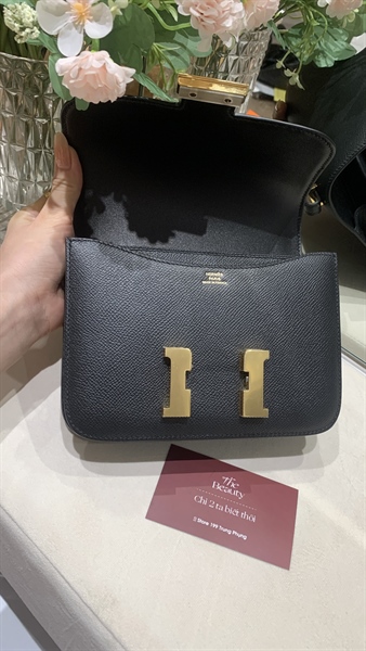 túi hermes constance đen khoá vàng, da epsom size 18 chất auth