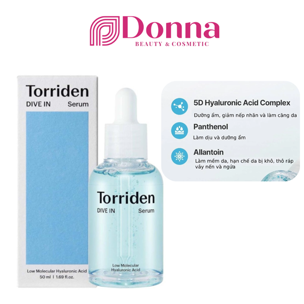 Tinh chất cấp ẩm, mềm mịn, nhẹ mướt da Torriden Dive In Low Molecular HA serum 50ml