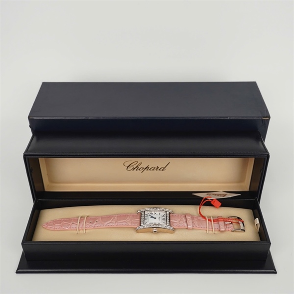 Đồng hồ Chopard mặt vuông quai hồng (HC) KG +