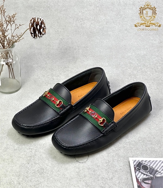 Mocca Gucci driver with web leather black