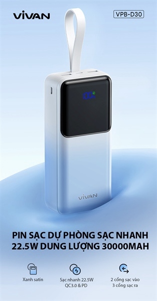 Sạc dự phòng 30000 D30 _ BH _6th