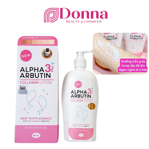 Sữa dưỡng thể trắng da, cấp ẩm Precious Skin Thailand Alpha arbutin 3 Plus + Collagen Lotion 500ml