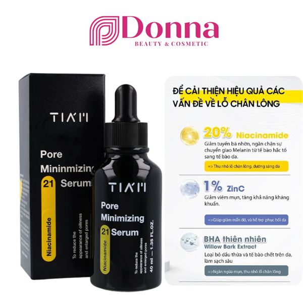 Serum kiềm dầu, giảm mụn, giảm lỗ chân lông to niacinamide 20% TIAM pore minimizing serum 40ml
