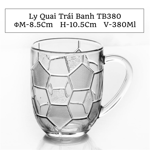 Ly ID602 / Ly Thuỷ Tinh Hình Indo Trái Banh Có Quai Cầm 380ML Glass Mug Soccer Beer Cup ID602