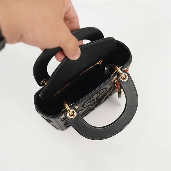 Túi Dior Lady đen họa tiết đính cườm (11- MA- 0158) szmini (BMC) KG+