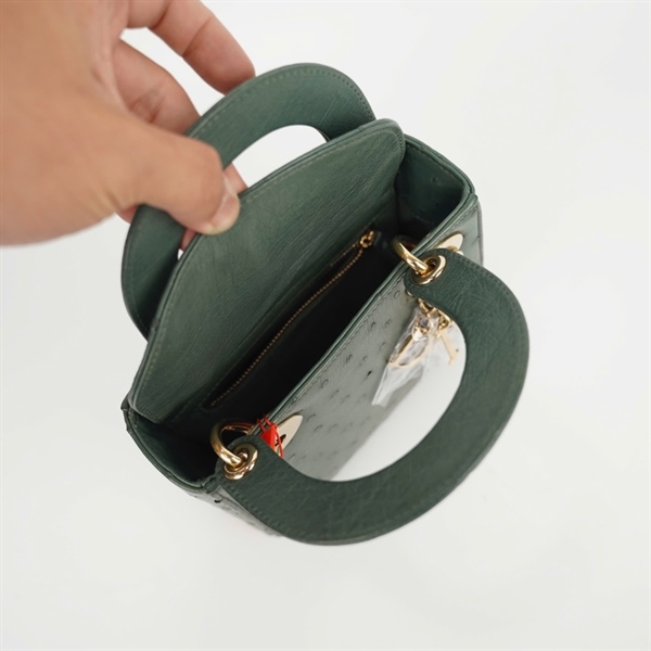 Túi Dior Lady xanh da đà điểu (02- MA- 0169) szmini (BMC) KG+