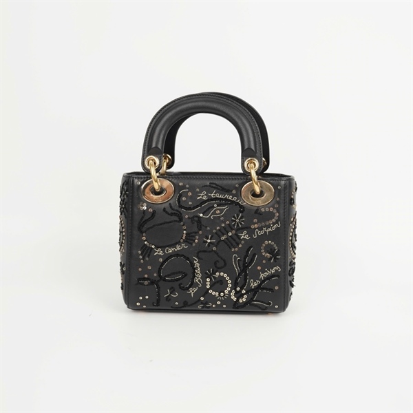 Túi Dior Lady đen họa tiết đính cườm (11- MA- 0158) szmini (BMC) KG+