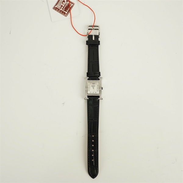 Đồng hồ Hermes quai đen (1158602) (HC) + size 21