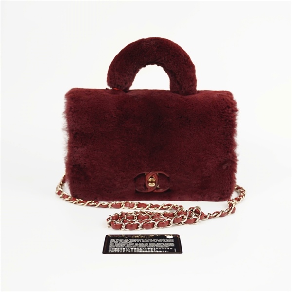 Túi Chanel handle lông đỏ ̣(23960937) sz24 KG+