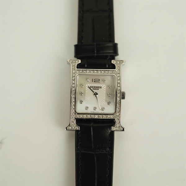 Đồng hồ Hermes quai đen (1158602) (HC) + size 21