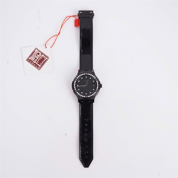 Đồng hồ Hublot mặt tròn đính đá quai đen (1050527) (HC) +