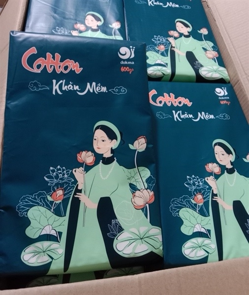 Khăn khô mềm Cotton dokma xanh 150K