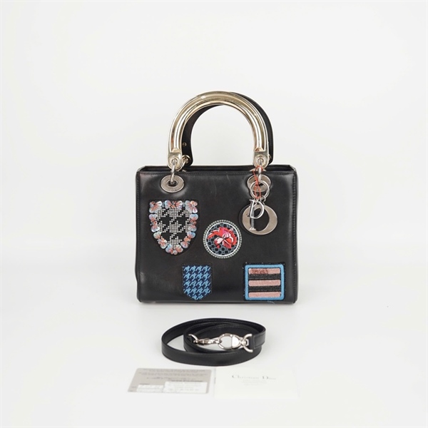 Túi Dior Lady đen thêu chữ khóa kéo (17-BO- 0114) sz24 (LTB) KG +