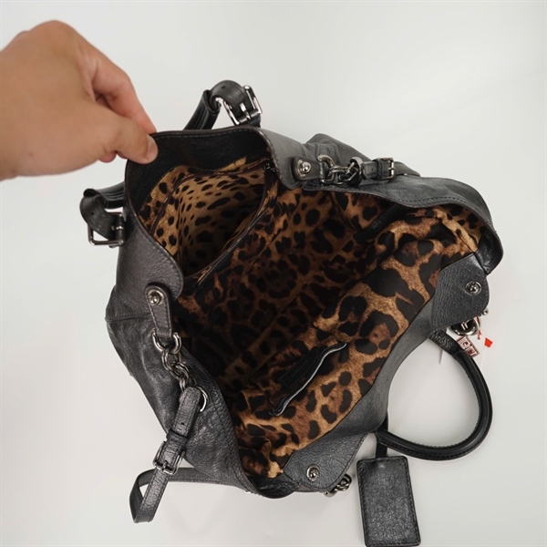 Túi D&G xám lòng da beo sz33 +