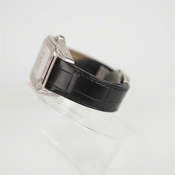 Đồng hồ Cartier mặt vuông đính đá quai đen (791341SX) sz32 (HC) KG+