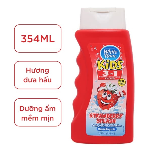 GEL TẮM WHITE RAIN KIDS DÂU 354ML
