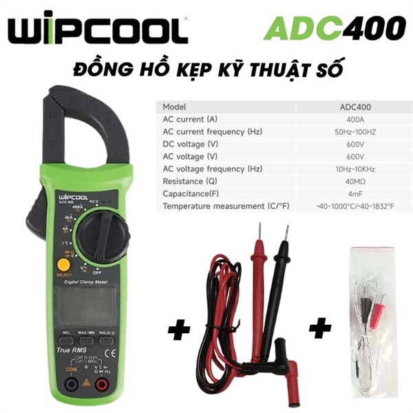 Đồng hồ kẹp kỹ thuật số WIPCOOL, model ADC400