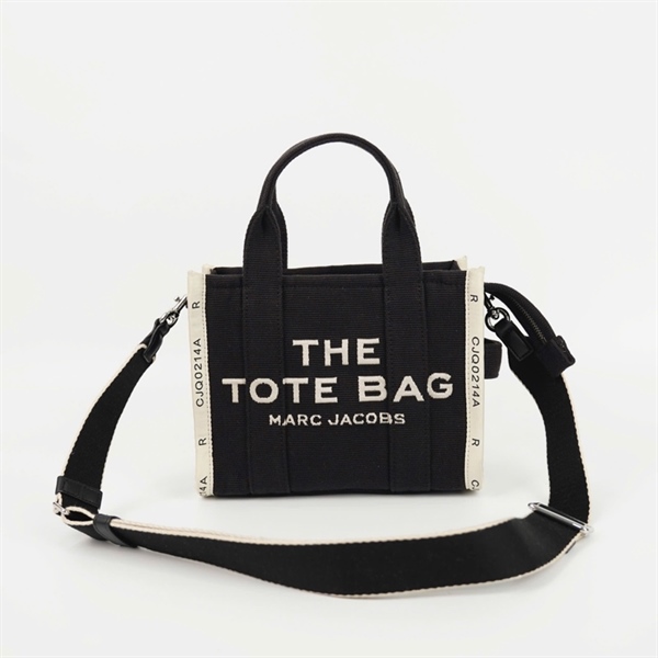 Túi Marc Jacobs Tote đen viền trắng sz25 KG +