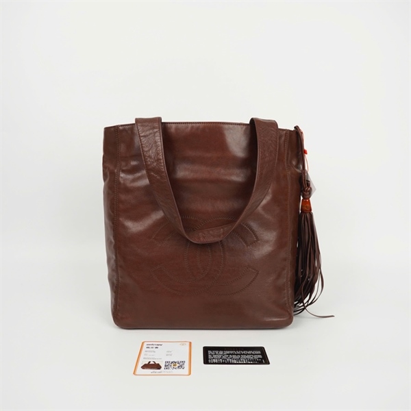 Túi Chanel Tote nâu kèm tua rua có lót form (5068179) KG +