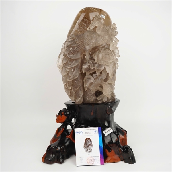 Tác phẩm con công thạch anh tóc vàng 986923 KG+