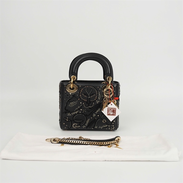 Túi Dior Lady đen đính cườm (11-MA- 0158) szmini (HC) +