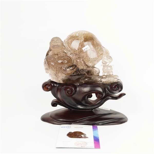 Tác phẩm di lạc thạch anh tóc vàng 787486 KG+