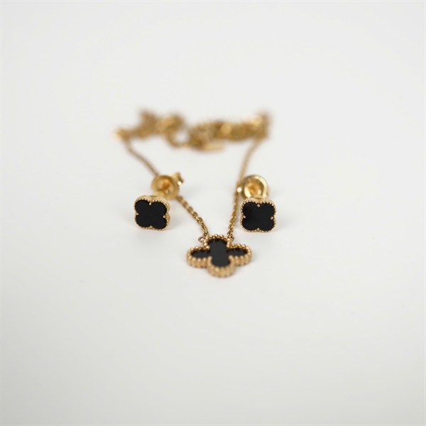 Set nữ trang bông tai, dây chuyền đen KG +