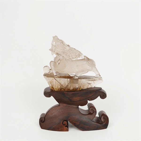 Tác phẩm kỳ lân thạch anh tóc vàng 962957 KG+