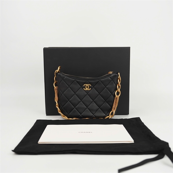 Túi Chanel Hobo đen dây xích vàng (H53H91E1) sz20 (HC) +