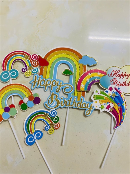 Set cắm cầu vồng kim tuyến xanh ( bịch 10 set )