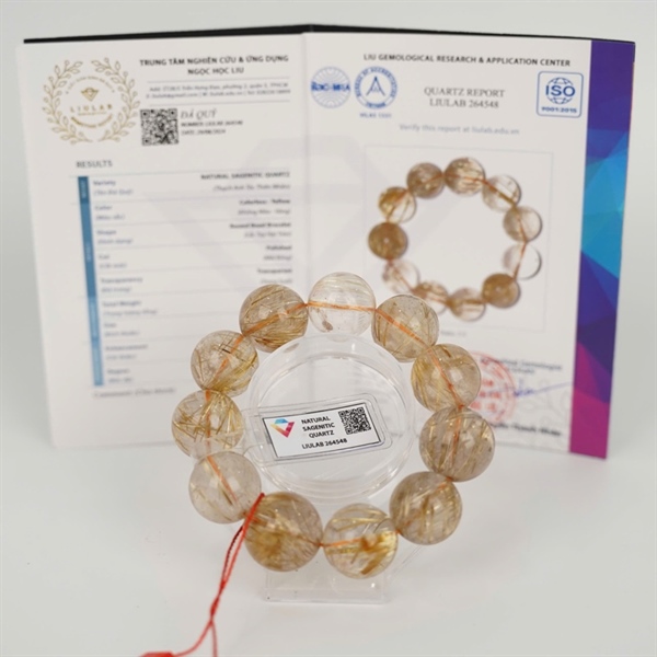 Vòng tay thạch anh tóc vàng to 264548 KG (thiếu sổ) +