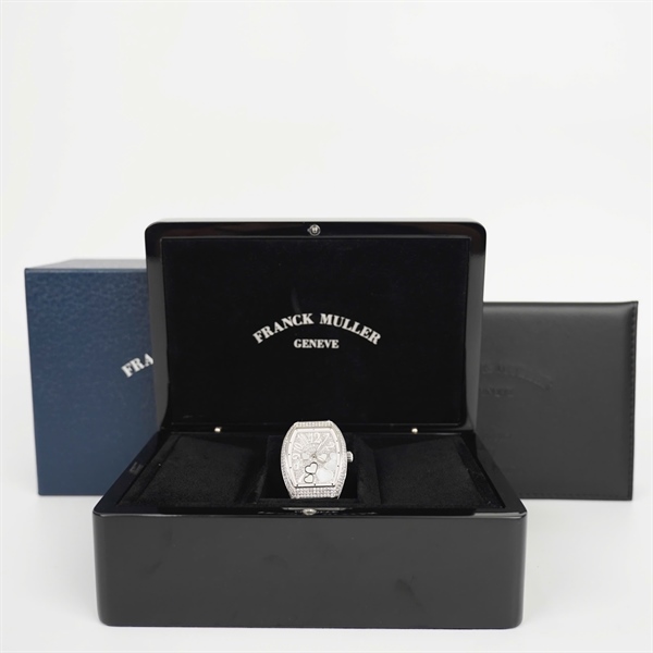Đồng hồ Franck Muller trắng họa tiết đính đá quai trắng 2691 (HC) +