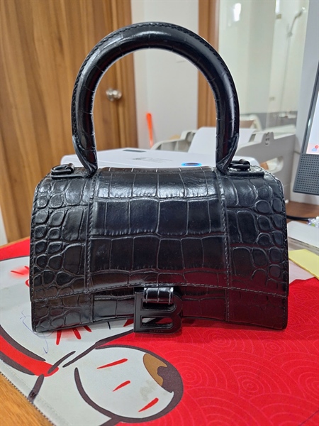 Túi Balenciaga Hourglass đen da trăn sz19 KG+