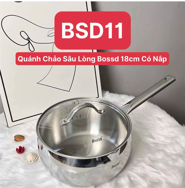 S290 - BSD11 Quánh Chảo Sâu Lòng Bossd 18cm Kèm Nắp [T6]