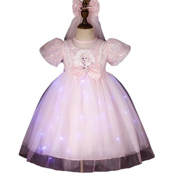 Đầm Elsa kim sa hồng