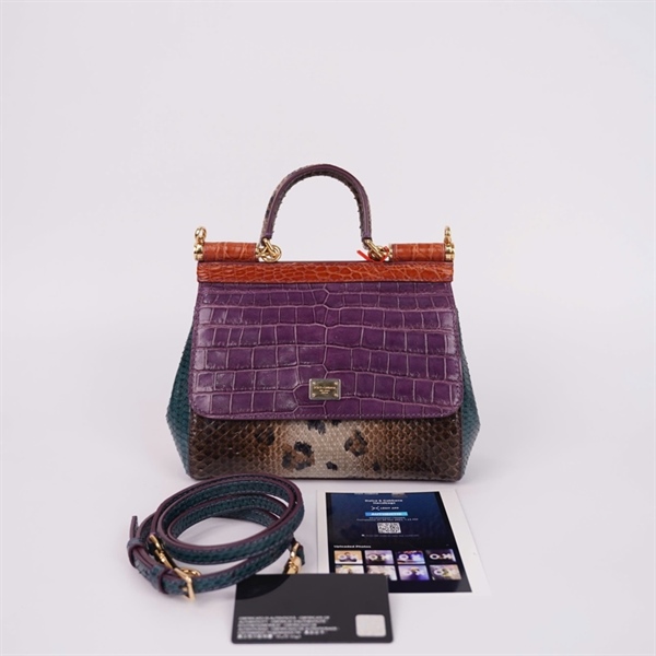 Túi D&G da trăn nắp tím sz20 +