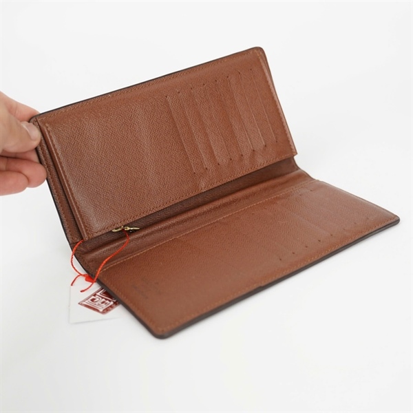 Ví LV hoa nâu gập 2 lòng nâu KG+