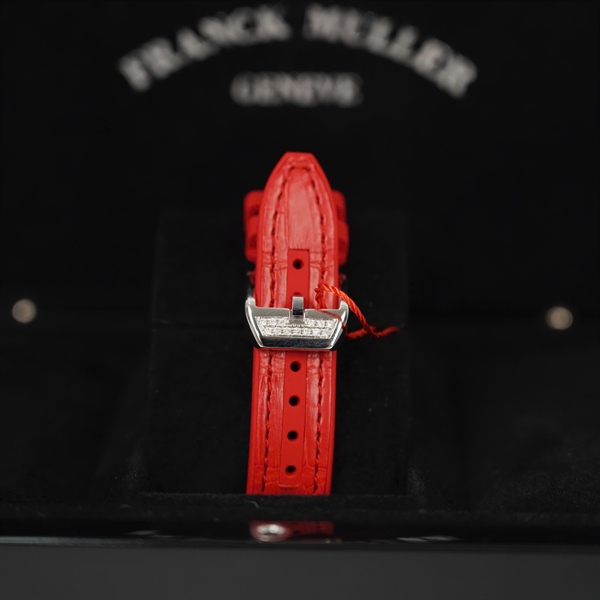 Đồng hồ Franck Muller trắng họa tiết đính đá quai đỏ 1121 (HC) +