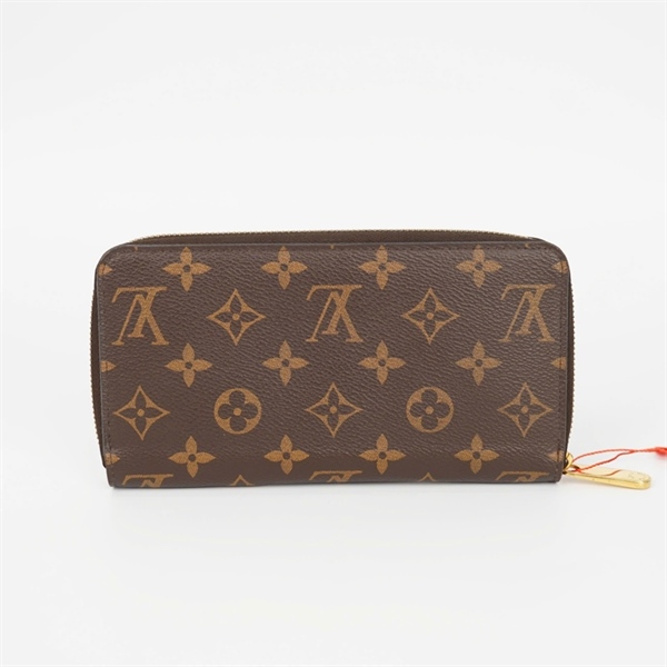 Ví LV hoa nâu khóa zip lòng đỏ KG+