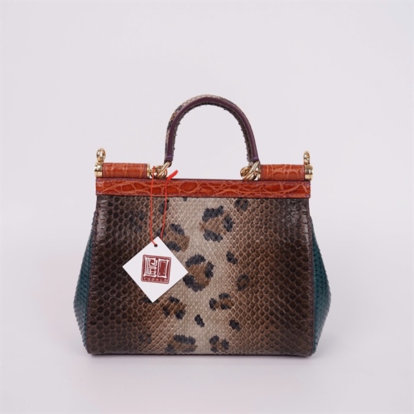 Túi D&G da trăn nắp tím sz20 +