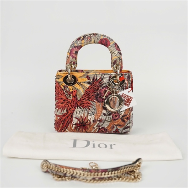 Túi Dior Lady in hình phượng hoàng đính cườm (02-MA-1119) sz mini (HC) +