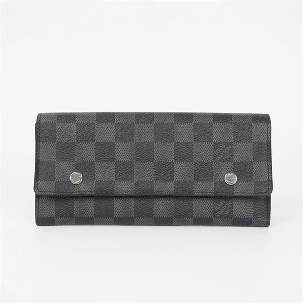 Ví LV ô vuông đen nắp gập KG+