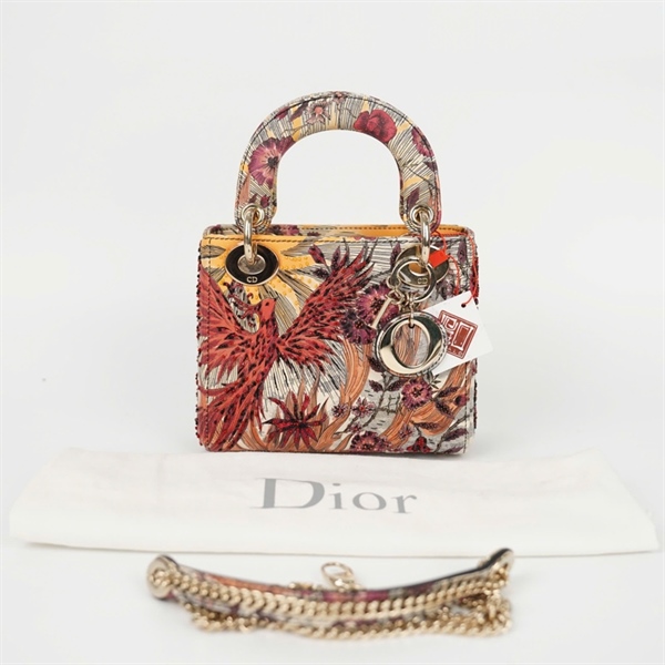 Túi Dior Lady in hình phượng hoàng đính cườm (02-MA-1119) sz mini (HC) +