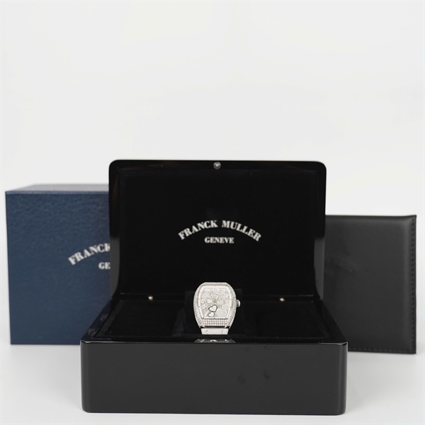 Đồng hồ Franck Muller trắng họa tiết đính đá quai trắng No2896 (HC) +