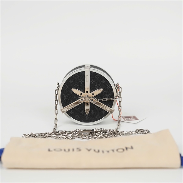 Túi LV đeo chéo hình tròn hoa đen (HC) +