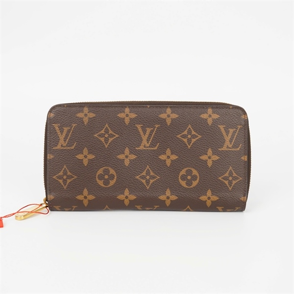 Ví LV hoa nâu khóa zip lòng đỏ KG+