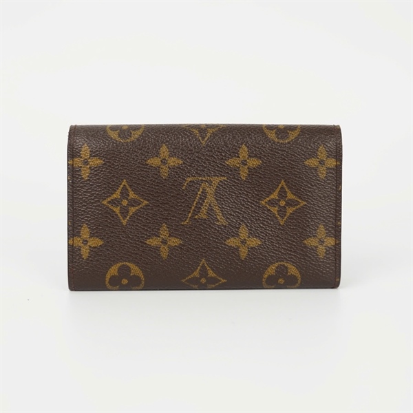 Ví LV hoa nâu nắp gập 2 khóa zip +