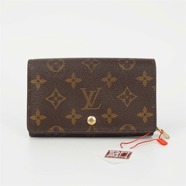 Ví LV hoa nâu nấp gập lòng nâu +