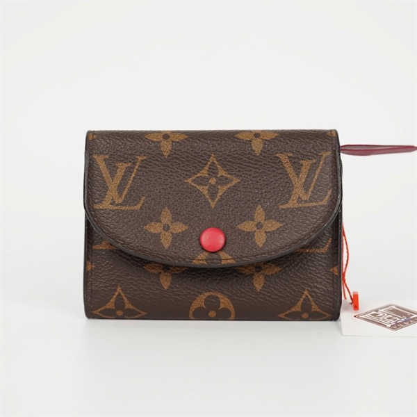 Ví LV hoa nâu nắp gập nút đỏ UB4189 +