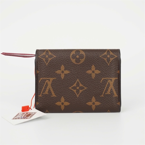 Ví LV hoa nâu nắp gập nút đỏ UB4189 +